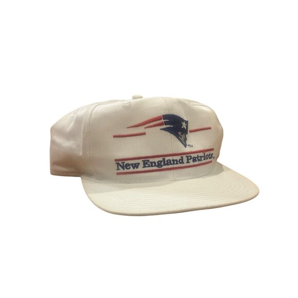 Vintage 1990's New England Patriots The Game Split Bar White Snapback Hat - Picture 2 of 7